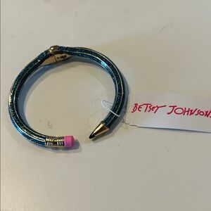 Betsey Johnson Glittery Blue Pencil w pink eraser Bracelet